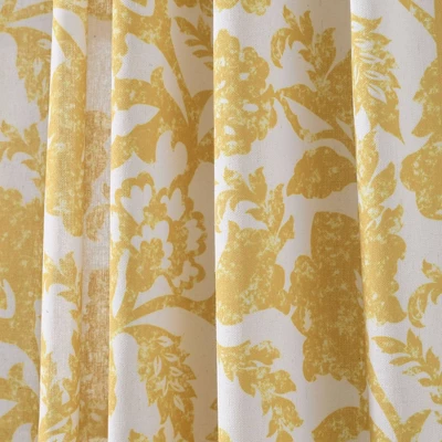 1pc 52"x84" Light Filtering Emma Textured Jacobean Curtain Panel Yellow - Lush Décor 2 1pc 52"x84" Light Filtering Emma Textured Jacobean Curtain Panel Yellow - Lush Décor - Image 2