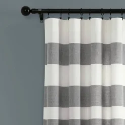 Set Of 2 Coastal Cape Cod Stripe Yarn Dyed Cotton Light Filtering Window Curtain Panels - Lush Décor
