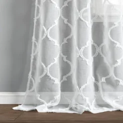 2pk 38"x84" Sheer Avon Trellis Curtain Panels White - Lush Décor -Home Decoration Promotion GUEST 128a588d 0772 4a4a bb84 c48a4af6b5e9
