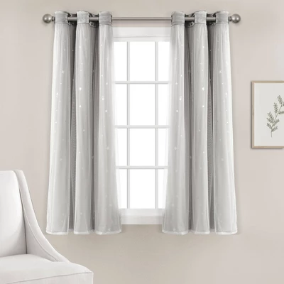 Star Sheer Insulated Grommet Blackout Window Curtain Panel Set - Lush Décor 2 Star Sheer Insulated Grommet Blackout Window Curtain Panel Set - Lush Décor - Image 2