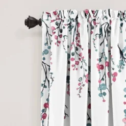 Set Of 2 Mirabelle Watercolor Floral Light Filtering Window Curtain Panels - Lush Décor