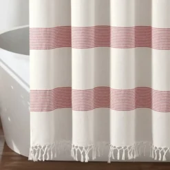 Tucker Stripe Yarn Dyed Cotton Knotted Tassel Shower Curtain - Lush Décor -Home Decoration Promotion GUEST 1b5f1c99 6e08 48e0 ba8e 6b52eae4662b