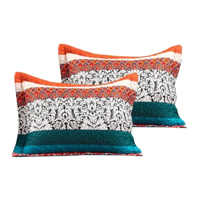 Twin Boho Stripe Quilted Daybed Cover Set Turquoise/Tangerine - Lush Décor 2 Twin Boho Stripe Quilted Daybed Cover Set Turquoise/Tangerine - Lush Décor - Image 2