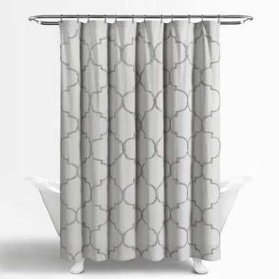 Avon Chenille Trellis Shower Curtain Light Gray - Lush Décor 1 Avon Chenille Trellis Shower Curtain Light Gray - Lush Décor