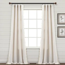 84"x40" Linen Tassel Window Curtain Panel - Lush Décor -Home Decoration Promotion GUEST 230ee57b b7dc 40ab 83ec 7c9a48eb36f2