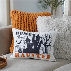 13"x18" Sweet Haunted Home LED Halloween Lumbar Throw Pillow White - Lush Décor -Home Decoration Promotion GUEST 24cb9193 74bc 4434 aca5 f91cc5cfc787