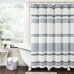 72"x72" Urban Diamond Striped Woven Tufted Eco Friendly Recycled Cotton Shower Curtain - Lush Décor -Home Decoration Promotion GUEST 2881d0b7 6fd7 40ae b1fc 9e7fbb40c84b