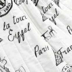 50"x60" Paris Bonjour Reversible Cotton Throw Blanket White - Lush Décor -Home Decoration Promotion GUEST 308a1aa2 3302 4307 9364 afb841ee6b36