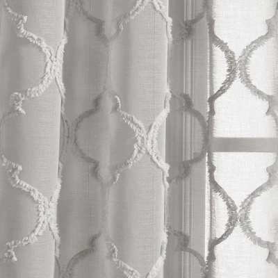 2pk 38"x84" Sheer Avon Trellis Curtain Panels Gray - Lush Décor 2 2pk 38"x84" Sheer Avon Trellis Curtain Panels Gray - Lush Décor - Image 2