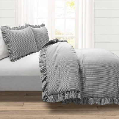 Lush Decor 3pc Reyna Stripe Reversible Comforter Bedding Set Gray/White 1 Lush Decor 3pc Reyna Stripe Reversible Comforter Bedding Set Gray/White