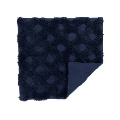 20"x20" Oversize Tufted Diagonal Family-Friendly Square Pillow Cover Navy - Lush Décor