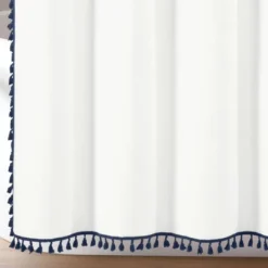 72"x72" Boho Melora Tassel Yarn Dyed Eco-Friendly Recycled Cotton Shower Curtain Navy - Lush Décor -Home Decoration Promotion GUEST 3558e670 f3d4 4683 8994 e9dd4c43e7fb