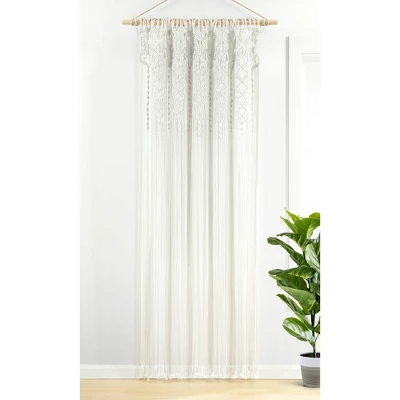1pc 40"x84" Light Filtering Boho Macrame Textured Indoor/Outdoor Curtain Panel White - Lush Décor 1 1pc 40"x84" Light Filtering Boho Macrame Textured Indoor/Outdoor Curtain Panel White - Lush Décor