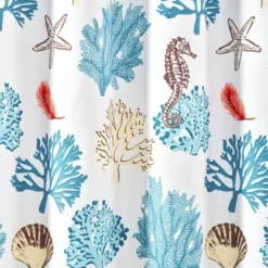 Single Reef Feather Shower Curtain Blue/Coral - Lush Décor -Home Decoration Promotion GUEST 36182830 c983 45b4 820d a74d7bc13c83
