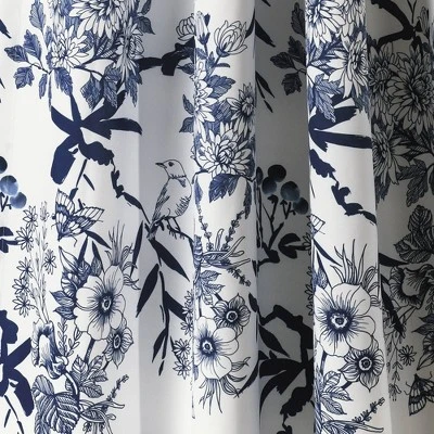 2pk 52"x95" Light Filtering Botanical Garden Curtain Panels Navy - Lush Décor 3 2pk 52"x95" Light Filtering Botanical Garden Curtain Panels Navy - Lush Décor - Image 3