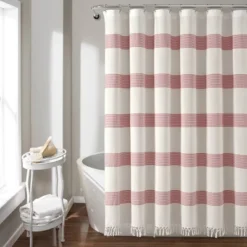 Tucker Stripe Yarn Dyed Cotton Knotted Tassel Shower Curtain - Lush Décor -Home Decoration Promotion GUEST 39b05a23 893a 48a8 b52e 43b67ee604cd
