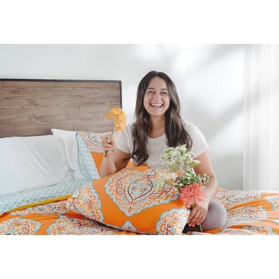 3pc Harley Cotton Duvet Cover Set Tangerine - Lush Décor 7 3pc Harley Cotton Duvet Cover Set Tangerine - Lush Décor - Image 7