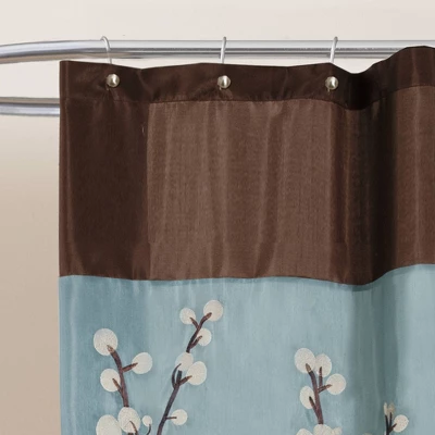 Cocoa Flower Shower Curtain Blue - Lush Décor 1 Cocoa Flower Shower Curtain Blue - Lush Décor