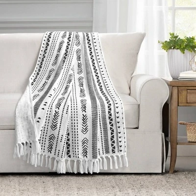 50"x60" Hygge Striped Cotton Slub Tassel Fringe Throw Blanket - Lush Décor 1 50"x60" Hygge Striped Cotton Slub Tassel Fringe Throw Blanket - Lush Décor