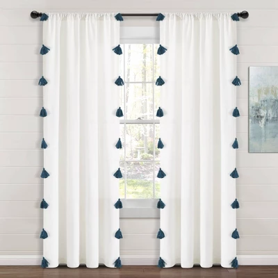 84"x52" Boho Faux Linen Texture Tassel Rod Pocket Window Curtain Panels - Lush Décor 7 84"x52" Boho Faux Linen Texture Tassel Rod Pocket Window Curtain Panels - Lush Décor - Image 7