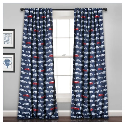 Kids' Race Cars Room Darkening Window Curtain Set Navy/Red - Lush Décor 6 Kids' Race Cars Room Darkening Window Curtain Set Navy/Red - Lush Décor - Image 6