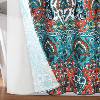 14pc Bohemian Meadow Shower Curtain With Peva Lining And Rings Set - Lush Décor 2 14pc Bohemian Meadow Shower Curtain With Peva Lining And Rings Set - Lush Décor - Image 2