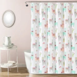 72"x72" Make A Wish Southwest Llama Cactus Shower Curtain Single - Lush Décor -Home Decoration Promotion GUEST 5d7bbf0e 3f6d 40fe bb61 943d66f58fca