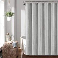 72"x72" Farmhouse Vintage Striped Yarn Dyed Cotton Shower Curtain - Lush Décor -Home Decoration Promotion GUEST 623af741 376d 4e98 8bc3 2878e5125b9f