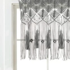 40"x30" Boho Macrame Tassel Cotton Window Valance Gray - Lush Décor -Home Decoration Promotion GUEST 63d3a1b6 bc0b 416a 8570 d1e3f47a0f47
