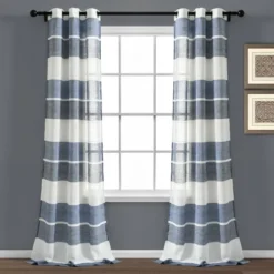 Set Of 2 38"x84" Textured Stripe Grommet Sheer Window Curtain Panels - Lush Décor -Home Decoration Promotion GUEST 6512703e 15c4 4eff 9cef 178632d9623b