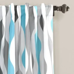 Set Of 2 Mid-Century Geo Light Filtering Window Curtain Panels - Lush Décor