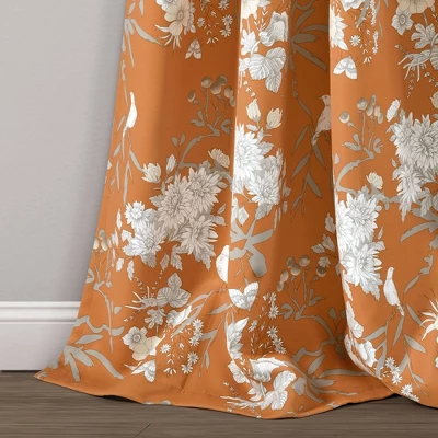 2pk 52"x95" Light Filtering Botanical Garden Curtain Panels Orange - Lush Décor 3 2pk 52"x95" Light Filtering Botanical Garden Curtain Panels Orange - Lush Décor - Image 3