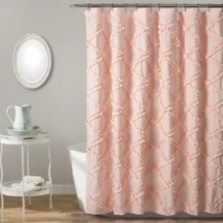 Ruffle Diamond Shower Curtain - Lush Décor -Home Decoration Promotion GUEST 68849e71 dd7b 4ee6 bdeb 1d909d8a8afc