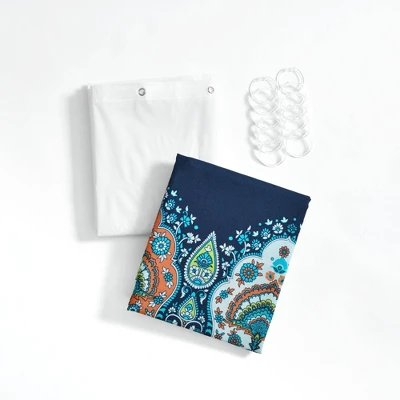 14pc Bohemian Meadow Shower Curtain With Peva Lining And Rings Set - Lush Décor 4 14pc Bohemian Meadow Shower Curtain With Peva Lining And Rings Set - Lush Décor - Image 4