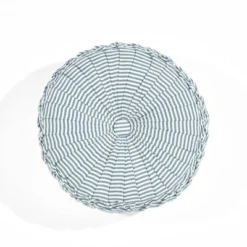 14" Farmhouse Ticking Striped Yarn Dyed Pleated Round Throw Pillow - Lush Décor -Home Decoration Promotion GUEST 6a133fff 2947 49a5 9a8c e31c445f4eaa