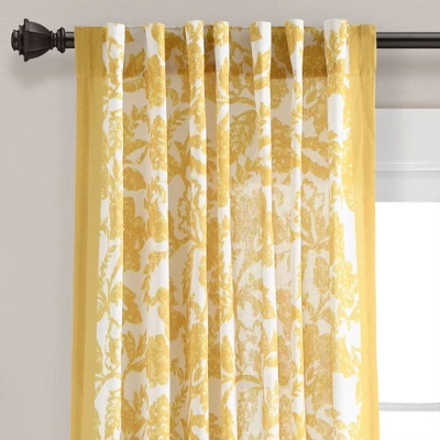 1pc 52"x84" Light Filtering Emma Textured Jacobean Curtain Panel Yellow - Lush Décor 1 1pc 52"x84" Light Filtering Emma Textured Jacobean Curtain Panel Yellow - Lush Décor