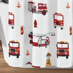 72"x72" Kids' Make A Wish Fire Truck Shower Curtain Single White/Red - Lush Décor -Home Decoration Promotion GUEST 6d8645b6 b0a4 4658 a217 934fb1070528