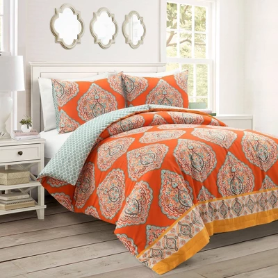 3pc Harley Cotton Duvet Cover Set Tangerine - Lush Décor 8 3pc Harley Cotton Duvet Cover Set Tangerine - Lush Décor - Image 8