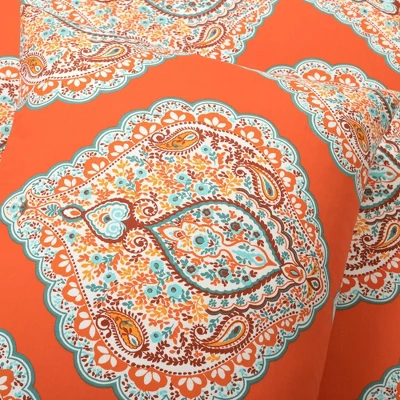 3pc Harley Cotton Duvet Cover Set Tangerine - Lush Décor 3 3pc Harley Cotton Duvet Cover Set Tangerine - Lush Décor - Image 3