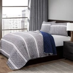 Gray Marlton Stripe Quilt Set - Lush Décor -Home Decoration Promotion GUEST 717366c6 1c9a 4da6 9ba6 626507871e93