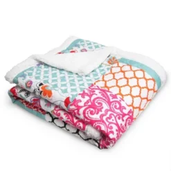 Lush Décor 50"x60" Brookdale Faux Shearling Throw Blanket Purple/Turquoise -Home Decoration Promotion GUEST 748a5248 99e6 4558 91fa 7c77c241da13