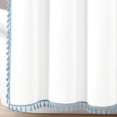 72"x72" Boho Melora Tassel Yarn Dyed Eco-Friendly Recycled Cotton Shower Curtain Blue - Lush Décor 3 72"x72" Boho Melora Tassel Yarn Dyed Eco-Friendly Recycled Cotton Shower Curtain Blue - Lush Décor - Image 3
