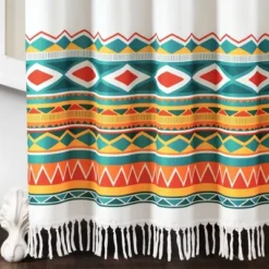 72"x72" Boho Viviane Geo Shower Curtain Turquoise/Orange - Lush Décor -Home Decoration Promotion GUEST 79472525 2990 4db5 8071 69e784ac7ae1