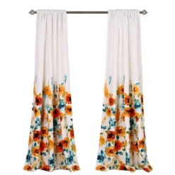 2pk 52"x84" Light Filtering Percy Bloom Curtain Panels Orange/Blue - Lush Décor -Home Decoration Promotion GUEST 865b1bfb cad4 4a7d ad03 9c049efc759b