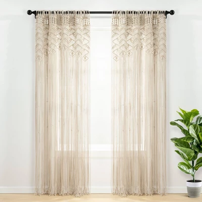 84"x40" Boho Macrame Leaf Cotton Window Curtain Panel - Lush Décor 8 84"x40" Boho Macrame Leaf Cotton Window Curtain Panel - Lush Décor - Image 8