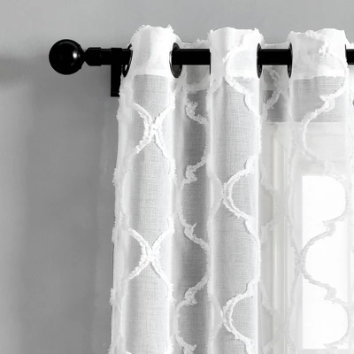 2pk 38"x95" Sheer Avon Trellis Curtain Panels White - Lush Décor 1 2pk 38"x95" Sheer Avon Trellis Curtain Panels White - Lush Décor