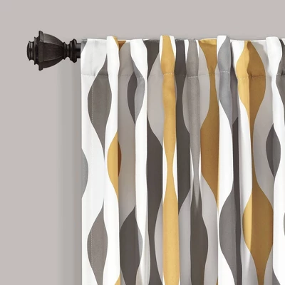 2pk 52"x108" Light Filtering Mid-Century Geo Curtain Panels Gold/Gray - Lush Décor 1 2pk 52"x108" Light Filtering Mid-Century Geo Curtain Panels Gold/Gray - Lush Décor
