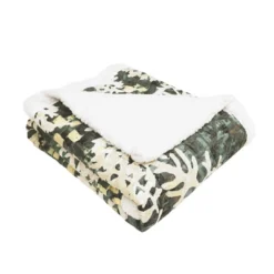Lush Décor 50"x60" Camoflage Leaves Faux Shearling Throw Blanket Green -Home Decoration Promotion GUEST 9311c98d adfc 4fb8 8e76 a5c8a1c2e511