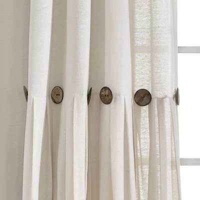 1pc Light Filtering Farmhouse Linen Button Window Curtain Panel - Lush Décor 2 1pc Light Filtering Farmhouse Linen Button Window Curtain Panel - Lush Décor - Image 2