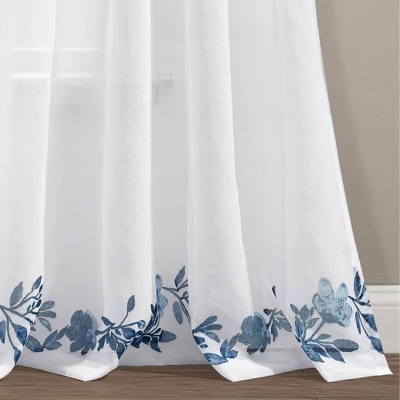 2pk 38"x84" Sheer Tanisha Curtain Panels Navy/White - Lush Décor 4 2pk 38"x84" Sheer Tanisha Curtain Panels Navy/White - Lush Décor - Image 4